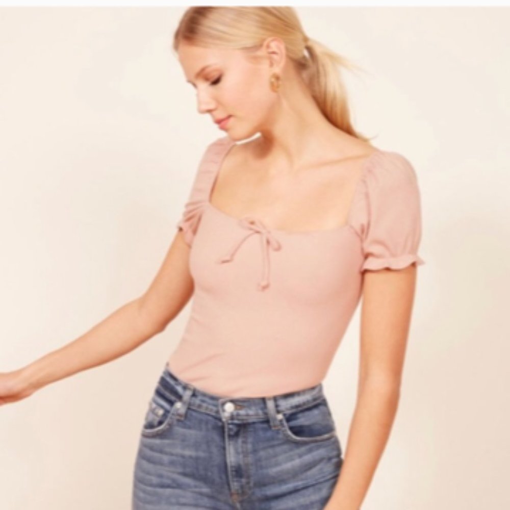 Reformation Lydia Puff Sleeve Top